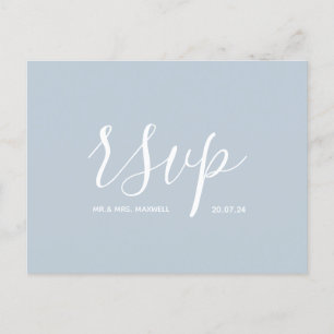 Carte Postale Faire-part Mariage Moderne Rsvp Minimaliste Simple Script Ble