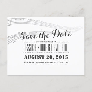 Carte Postale Faire-part Mariage musical simple et élégant Sauvez la date