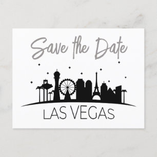 Carte Postale Faire-part Mariage noir blanc gris Las Vegas Enregistrez la d
