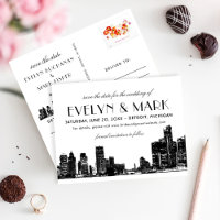 Mariage noir de Detroit Skyline Vintage Art Déco