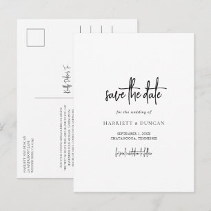 Carte Postale Faire-part Mariage Noir et Blanc Intemporel Enregistrez la Da