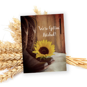 Carte Postale Faire-part Mariage Occidental Tournesol Campagne Enregistrer 