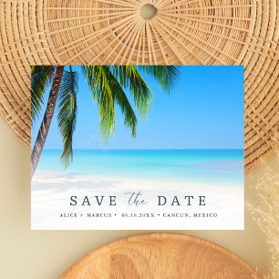 Carte Postale Faire-part Mariage Palmier Tropical de Plage Budget Enregistr