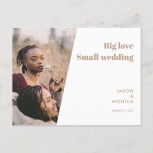 Carte Postale Faire-part Mariage Petit Format Minimaliste Simple Photo
