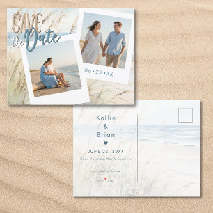 Carte Postale Faire-part Mariage photo de la plage d'aquarelle de mer moder