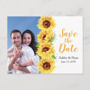 Carte Postale Faire-part Mariage photo de tournesol jaune Enregistrer la da