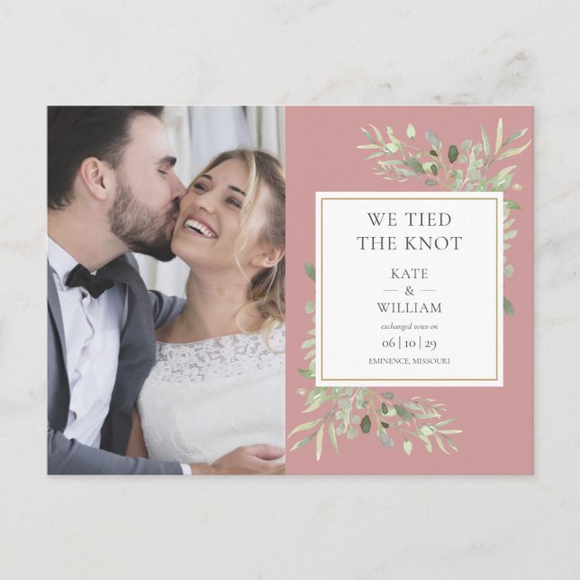 Carte Postale Faire-part Mariage photo Fleurs de Rosée Poussiéreuse (Devant)
