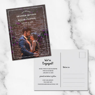 Carte Postale Faire-part Mariage photo frontière simple Enregistrer la date