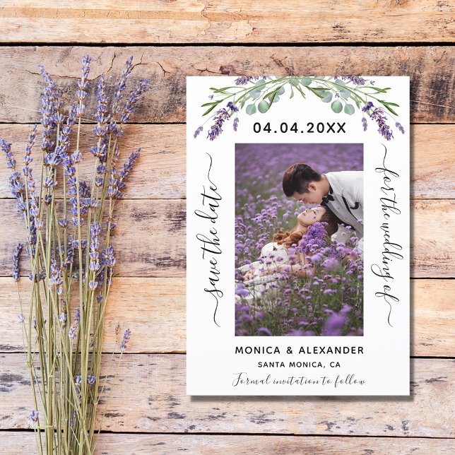 Carte Postale Faire-part Mariage photo Lavender eucalyptus Enregistrer la d (Créateur téléchargé)