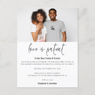 Carte Postale Faire-part Mariage Photo Love Is Patient Save New Date