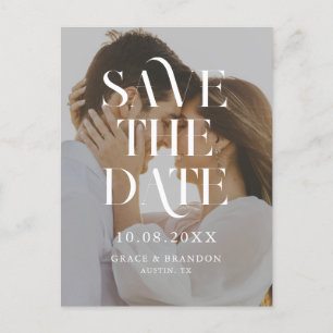 Carte Postale Faire-part Mariage photo minimal moderne chic Enregistrer la