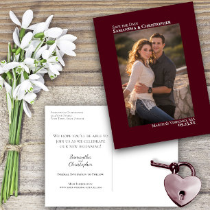 Carte Postale Faire-part Mariage photo minimaliste Bourgogne Enregistrer la