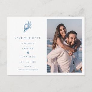 Carte Postale Faire-part Mariage photo minimaliste des côtes florales