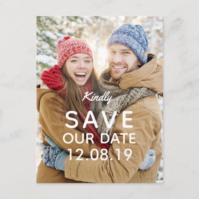 Carte Postale Faire-part Mariage photo moderne Sauvez la date (Devant)