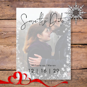 Carte Postale Faire-part Mariage photo neige hiver Enregistrer la date Cart