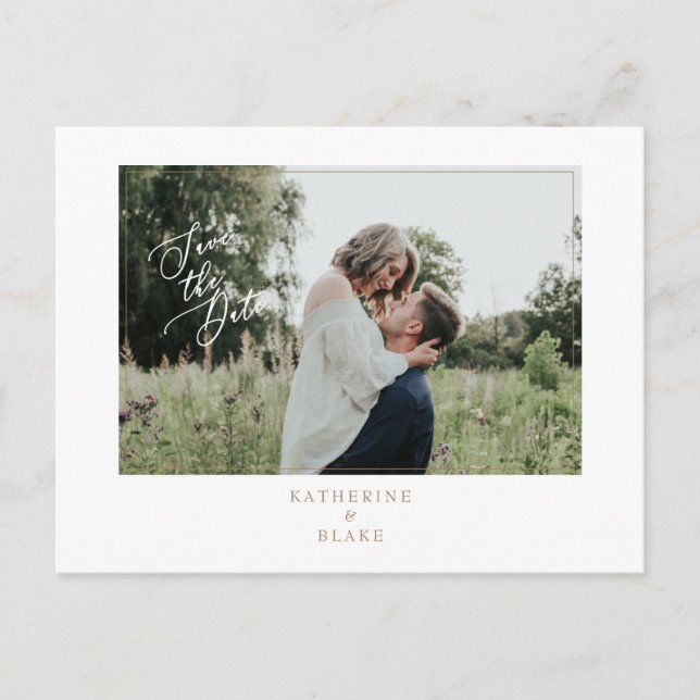 Carte Postale Faire-part Mariage Photo simple avec site Enregistrer la date (Devant)