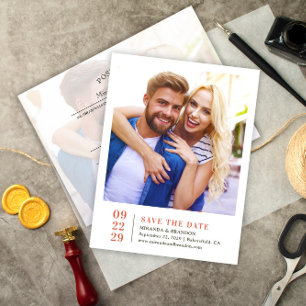 Carte Postale Faire-part Mariage photo simple et élégant Enregistrer la car