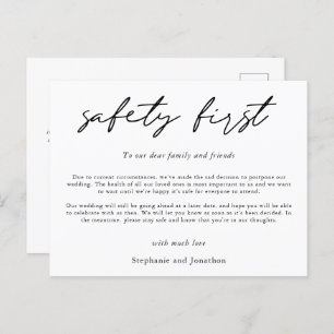 Carte Postale Faire-part Mariage Postpontage Safety First COVID Script