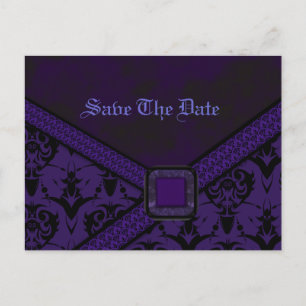 Carte Postale Faire-part Mariage pourpre et noir de dentelle de Goth