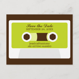 Carte Postale Faire-part Mariage Rétro Mixtape Enregistrer la Date