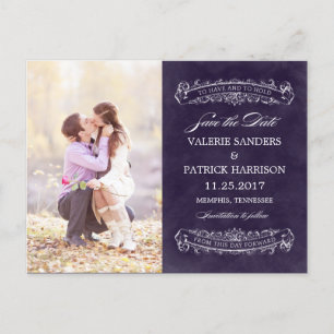 Carte Postale Faire-part Mariage rustique Chic Sauvez La Date - Violet