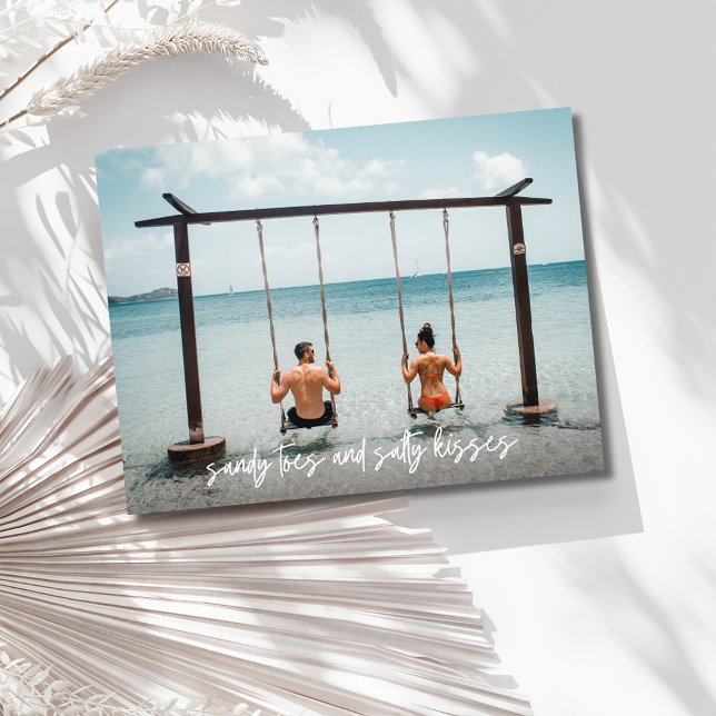 Carte Postale Faire-part Mariage Sandy Toes Salty Kisses Enregistrer la Dat (Sandy Toes Salty Kisses Wedding Save the Date)