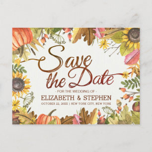 Carte Postale Faire-part Mariage Sauvegarder La Date Automne Automne Laisse