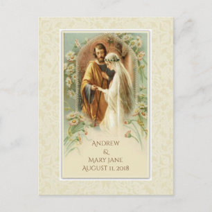 Carte Postale Faire-part Mariage SAVE THE DATE catholique traditionnel