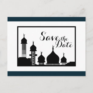 Carte Postale Faire-part Mariage Silhouette Mosquée Islamique Enregistrer L