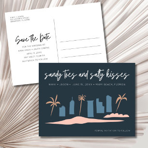 Carte Postale Faire-part Mariage sur la plage en Floride, Enregistrez la da