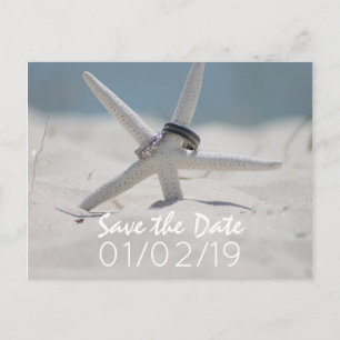 Carte Postale Faire-part Mariage sur la plage, enregistrez la date avec pho