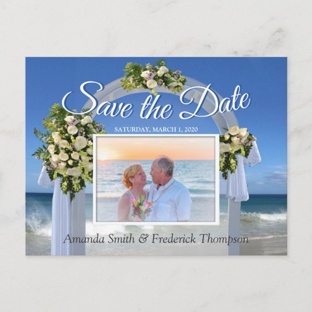Carte Postale Faire-part Mariage sur la Plage  Sauvegarder la Date (Devant)