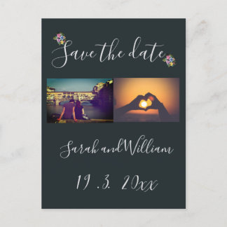 Carte Postale Faire-part Mariage Thème Marin Floral Bohème Élégant