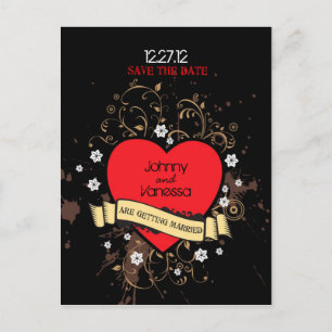 Carte Postale Faire-part Mariage Thème Musique Rock & Roll Look Vintage