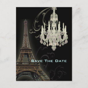 Carte Postale Faire-part Mariage Tour Eiffel Paris enregistrer la date