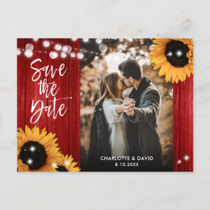 Carte Postale Faire-part Mariage Tournesol Rouge Photo Save The Date