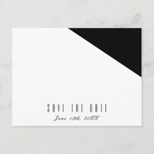 Carte Postale Faire-part Mariage triangle noir et blanc Classy Date de sauv