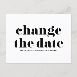 Carte Postale Faire-part Mariage Typographie Rétro Changement de Date