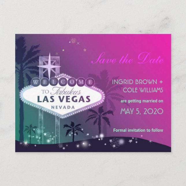 Carte Postale Faire-part Mariage unique Las Vegas Strip Enregistrer la date (Devant)