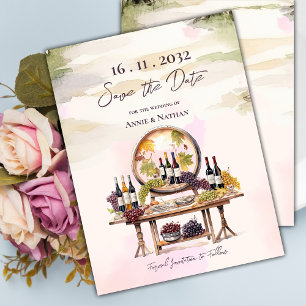 Carte Postale Faire-part Mariage vinicole Rustique Chic Grapevine inspiré
