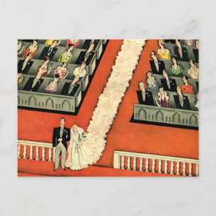 Carte Postale Faire-part Mariage vintage Art déco Nouveaux mariés Enregistr