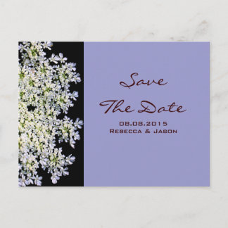 Carte Postale Faire-part Mariage vintage fleuri violet enregistrer la date