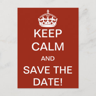 Carte Postale Faire-part Mariage Vintage Keep Calm Enregistrez la Date!