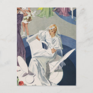 Carte Postale Faire-part Mariage Vintage, Mariée Art Déco Enregistrez la Da