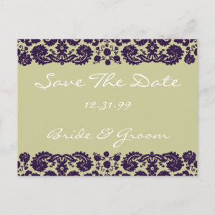 Carte Postale Faire-part Mariage Violet Damas