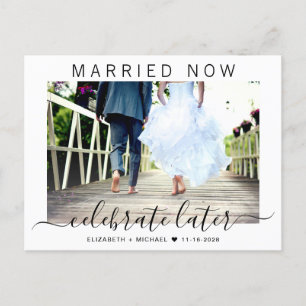 Carte Postale Faire-part Marié maintenant fêter plus tard Mariage photo