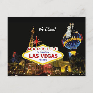 Carte Postale Faire-part Mariés à la fabuleuse Las Vegas Nous nous sommes e