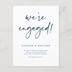Carte Postale Faire-part Marine Bleue Nous sommes engagés main Lettering Fi