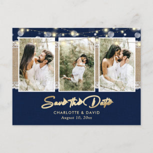 Carte Postale Faire-part Marine Blue Wedding Enregistrer La Date Photo Cart