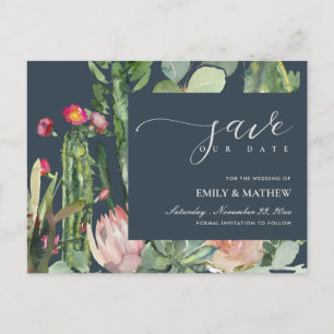 CARTE POSTALE FAIRE-PART MARINE FLORAL DÉSERT CACTI FOLIAGE ENREGISTRER LA 